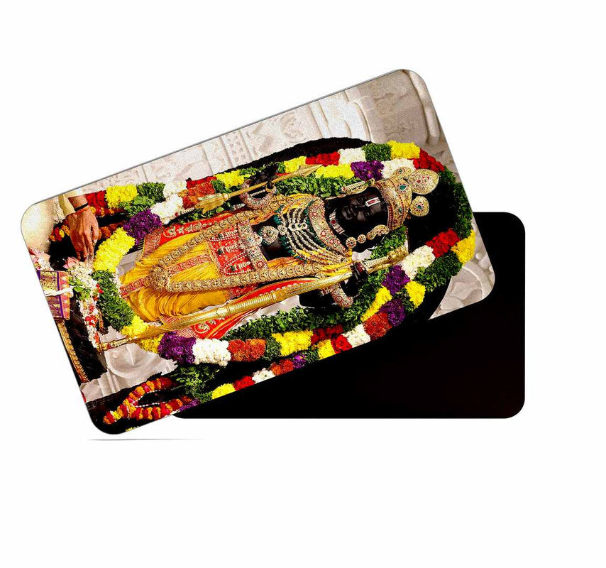 dhcrafts Rectangular Rubber Fridge Magnet / Magnetic Card Multicolor Utter Pradesh Ram Mandir Ayodhya D2 Design Pack of 1 (8.6cm x 5.4cm)